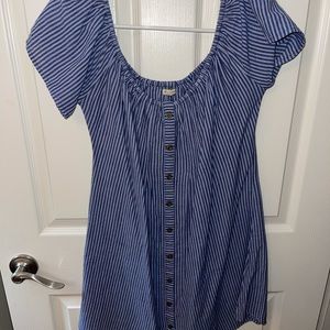 Blue striped dress with buttons